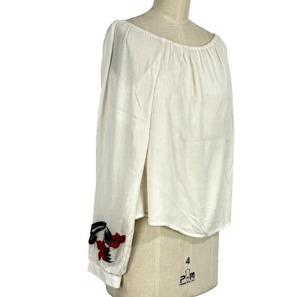 Lovers + Friends Womens White Floral Embroidered Off Shoulder Blouse Top Size L - Picture 1 of 10